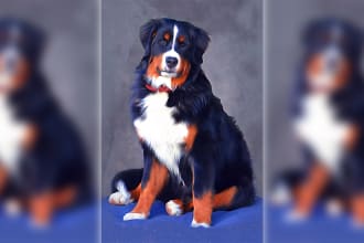 make lovely digital oil painting pet portraits