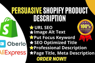write stunning impressive copywriting SEO friendly shopify product descriptions