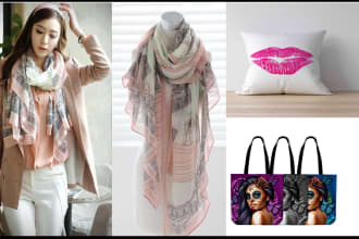 create a scarf, tote bag, and pillow designs for you