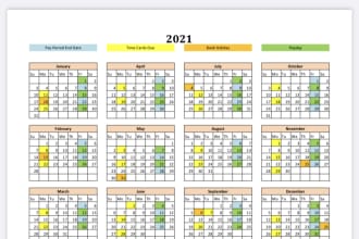 create a calendar timesheet PDF