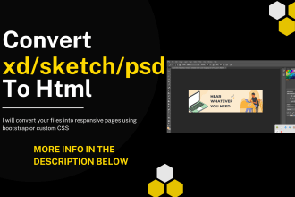 convert xd to html sketch to html psd to html responsive bootstrap