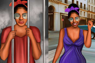 draw digital portrait, african illustration and caricatures