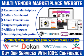 develop woocommerce multivendor marketplace using dokan wcfm wcvendor and wcmp