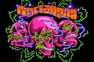 create ilustration cover page psychedelic, stoner, and more