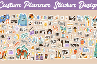 design you a custom printable planner and journal stickers