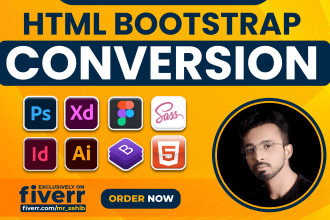 convert xd to html, psd to html, figma to html, bootstrap responsive website