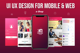 design android ios mobile app UI UX with prototype for ecommerce or any business