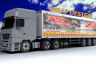 design you an awesome trailer, food truck wrap, vehicle wrap design