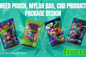 design weed pouch, mylar bag, for cbd products in 24 hours