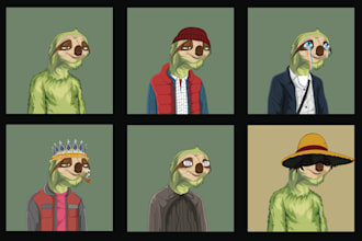 create custom nft mascot, cartoon, crypto punk style art