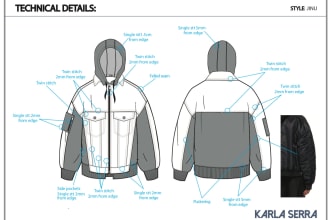 make tech pack with detailed size chart