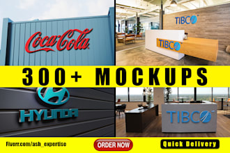do 35 realistic office or store 3d logo mockups in 1 hour