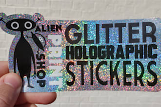 print glitter holographic stickers of your logo or design