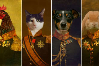 make a royale renaissance pet portrait into oil painting