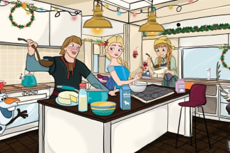 draw original and eye catchy illustrations in disney style