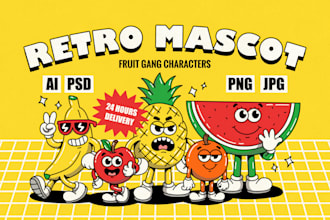 draw retro vintage illustration cartoon character