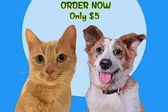 draw a pet cartoon vector of a dog or cat