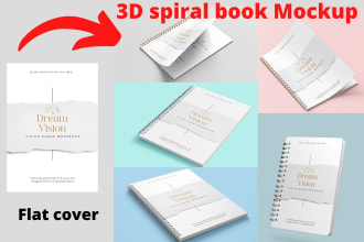 turn your cover into 3d spiral book mockup