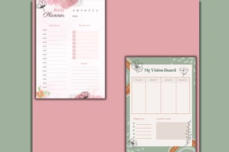 design custom planner, calendar, journal, tracker