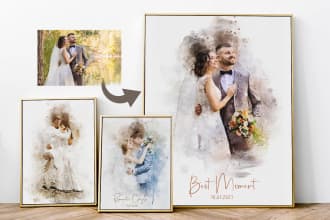 make watercolor family, pet, or any portrait from your image