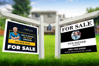 design modern real estate signs, signage, yard signs, banner