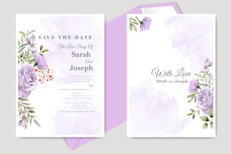 design a watercolor floral invitation for your wedding, birthday, or party