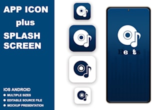 design flat splash screen and app icon  for your mobile app