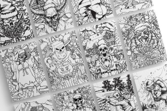 spine chilling horror theme coloring book