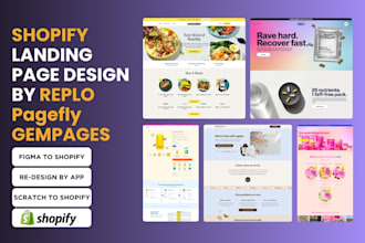 build shopify product landing page with replo, pagefly, gempages