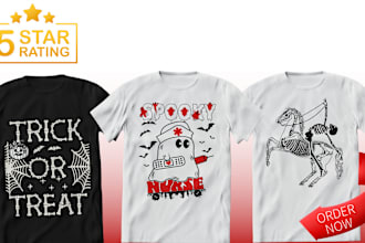 deliver halloween t shirt design for merch by amazon esty and  redbubble
