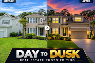 edit twilight and day to dusk real estate photos