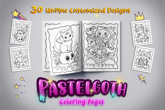 make custom pastel goth coloring pages for amazon kdp