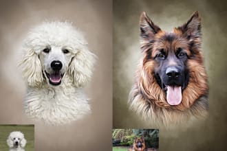 do realistic custom pet portrait digital oil painting gift
