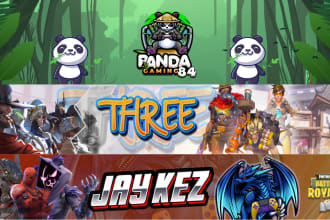 draw a cartoon gaming banner,youtube banner,twitch banner and profile pic