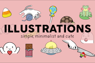 make simple, minimalist and cute illustrations