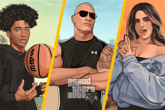 draw cartoon potrait of your photo into gta style theme game illustration
