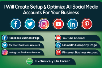 create setup and optimize all social media accounts for your business