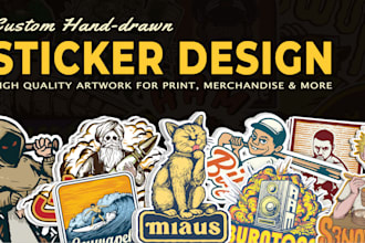 draw cartoon sticker design for print and merch