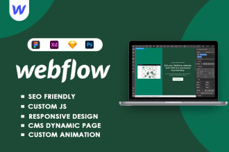 design and develop a custom webflow website design with cms and animations