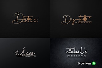 do handwritten signature photography logo, watermark design