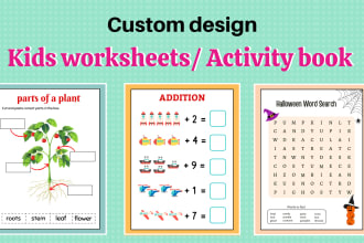 create kids worksheets, activity book, puzzles and coloring pages