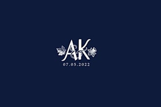 design katryna and alexander wedding logo in 1 day