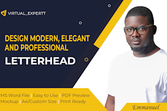 design a modern, elegant and professional ms word letterhead