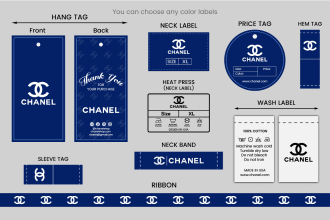 design clothing label, hang tag, clothing tag, neck label
