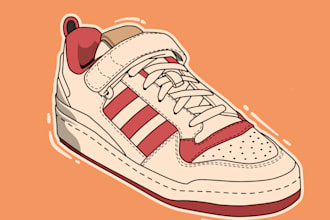 make your shoes,  bagpack, and other into awesome vector art, cartoon