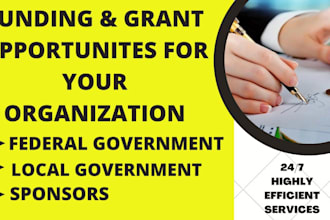 find funding, apply grant opportunities and proposal writing, pitch deck