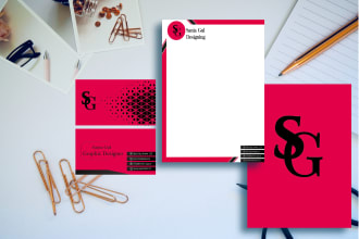 do unique business card with logo, letterhead and stationary