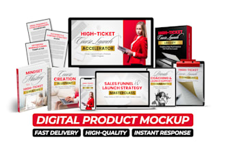 design digital product mockup, ecover bundle, online course, lead magnet cover