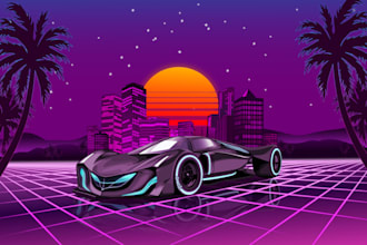 draw your car into 80s, synthwave, retrowave, or neon style