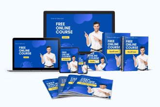 design 3d digital product mockup bundle, online course cover